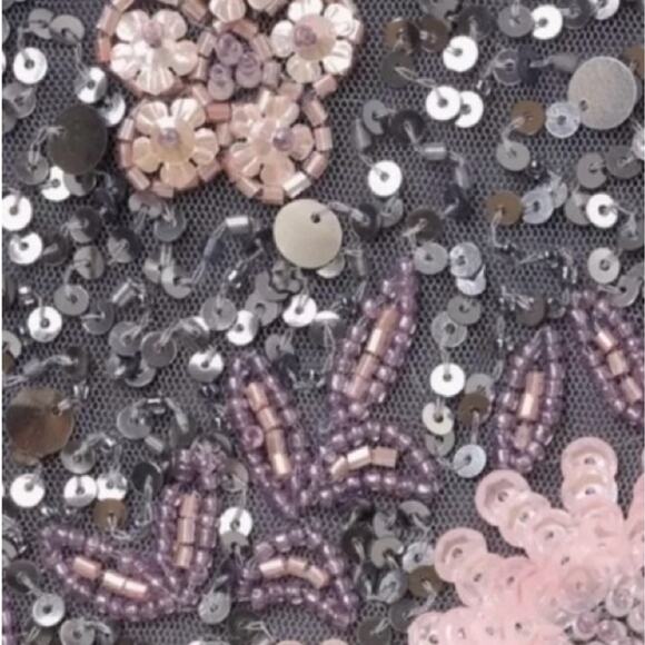 Adrianna Papell Floral Embellished V-Neck Formal Sequin Gown Size 8 NWT - Picture 5 of 15